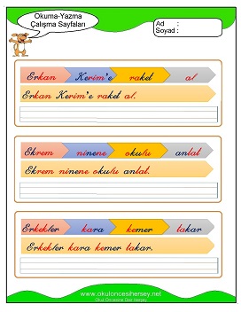 k sesi Grubu Çalışma Sayfaları